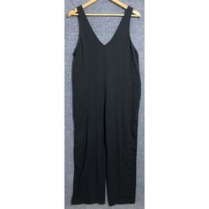 Heidi Houston Jumpsuit Women Small Black Tank Relaxed Fit V Neck Wide Leg EUC